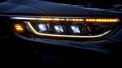 Car Headlight Close Up - Realistic Image