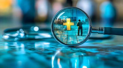 Magnifying Glass With Plus Symbol and Person Illustration