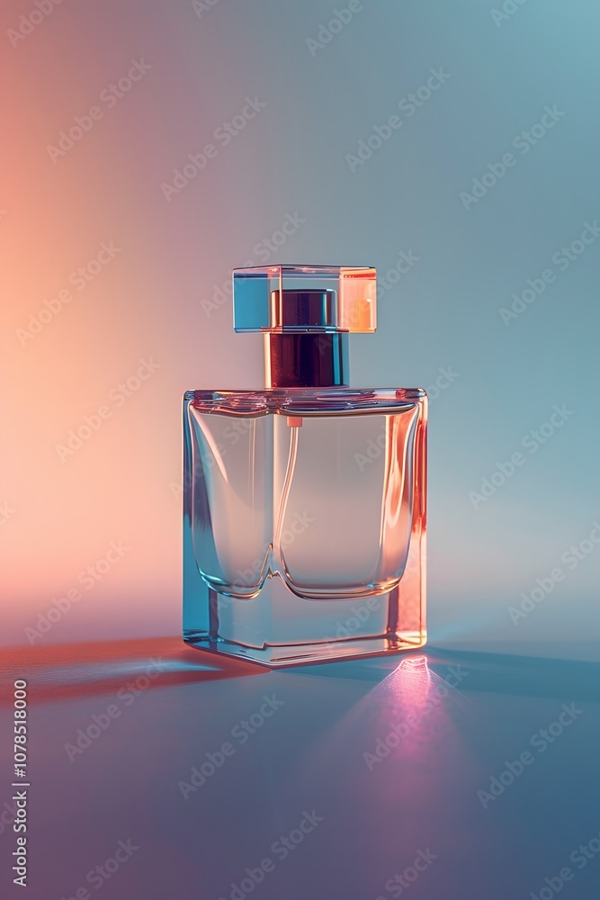 Aufkleber simplistic view of a sleek perfume bottle in a hazy glow ai generated illustration