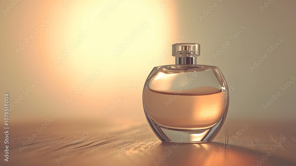 Poster simplistic view of a sleek perfume bottle in a hazy glow ai generated illustration