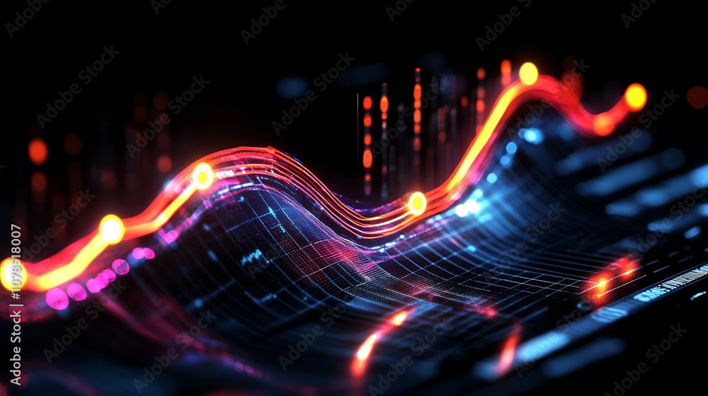 Poster bright digital analytics line graph visualization