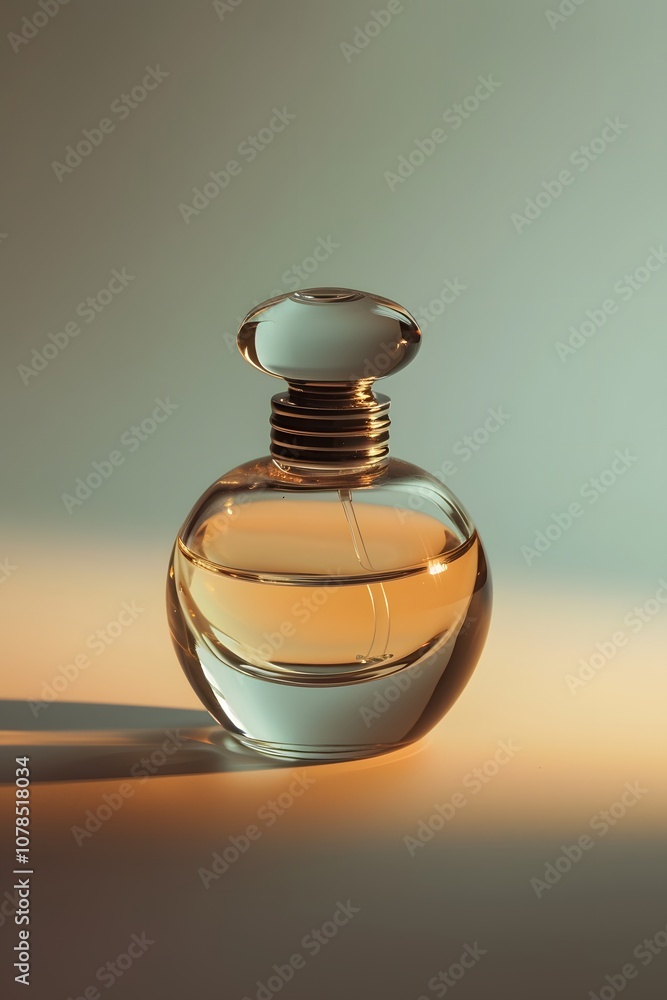 Poster simplistic view of a sleek perfume bottle in a hazy glow ai generated illustration