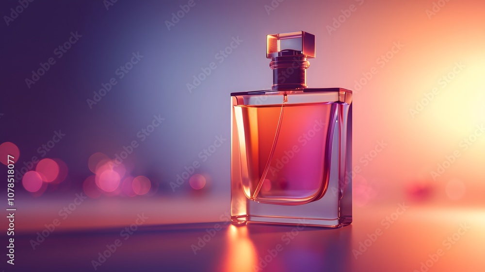 Poster simplistic view of a sleek perfume bottle in a hazy glow ai generated illustration