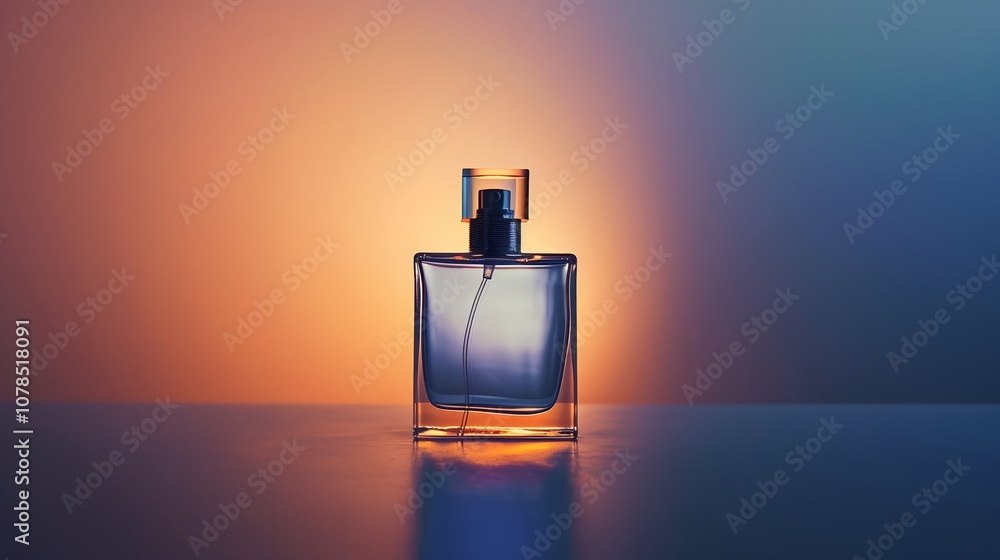 Poster simplistic view of a sleek perfume bottle in a hazy glow ai generated illustration