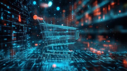 Digital Shopping Cart in a Futuristic World