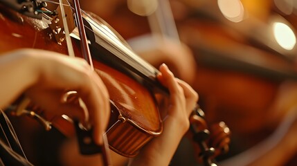 Slowmotion video of violin strings vibrating as theyre played AI generated illustration