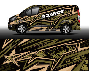Camouflage car texture template for vinyl wrap and decal print. Car branding. Camo military ornament. Car design development for the company. 