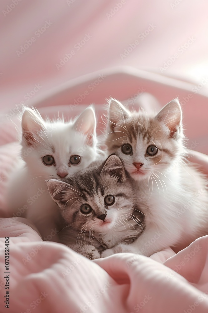 Aufkleber softhued d abstract background featuring cuddly kittens ai generated illustration