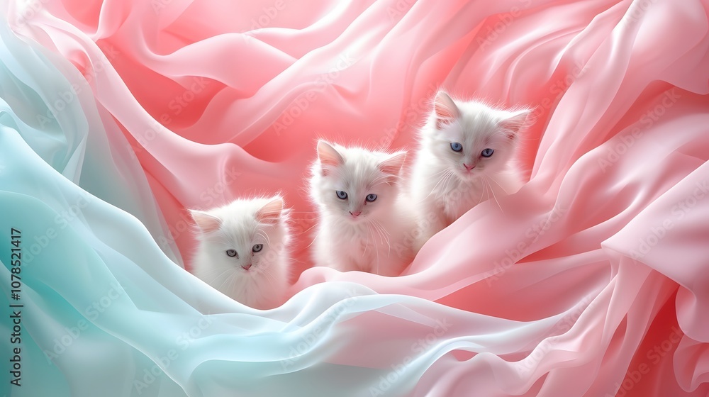 Poster softhued d abstract background featuring cuddly kittens ai generated illustration
