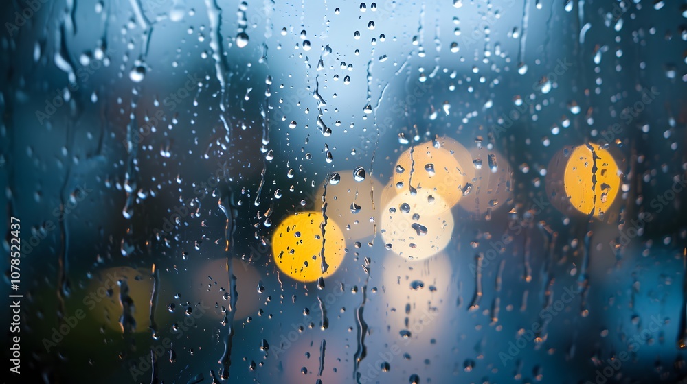 Aufkleber sound of raindrops falling against a windowpane with a minimal musical backdrop ai generated illustr