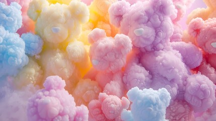 Obraz premium Space filled with floating D teddy bears of various pastel shades AI generated illustration