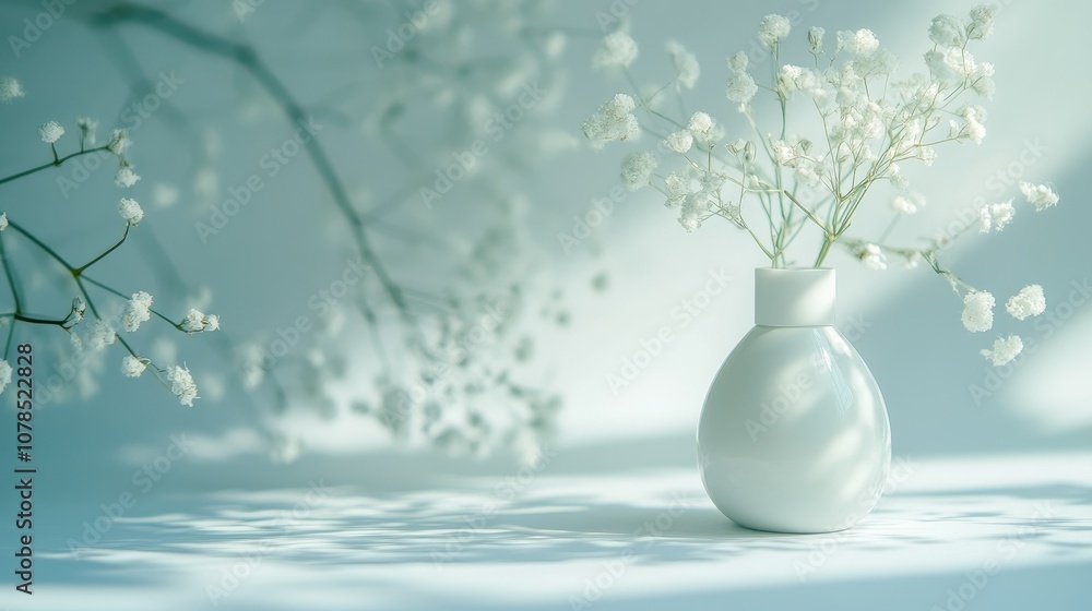 Poster a stylish white bottle displayed on a white background with a soft focus for a modern look