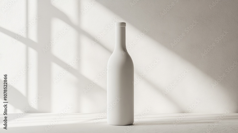 Poster A stylish white bottle displayed on a white background with a soft focus for a modern look