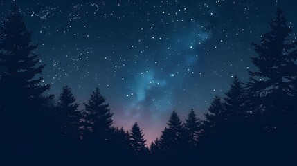 Fototapeta premium Starry night sky observed from a forest in D AI generated illustration