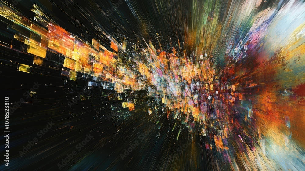Poster Abstract digital visualization of data, showing the impact of integrated technology on improving business processes and outcomes