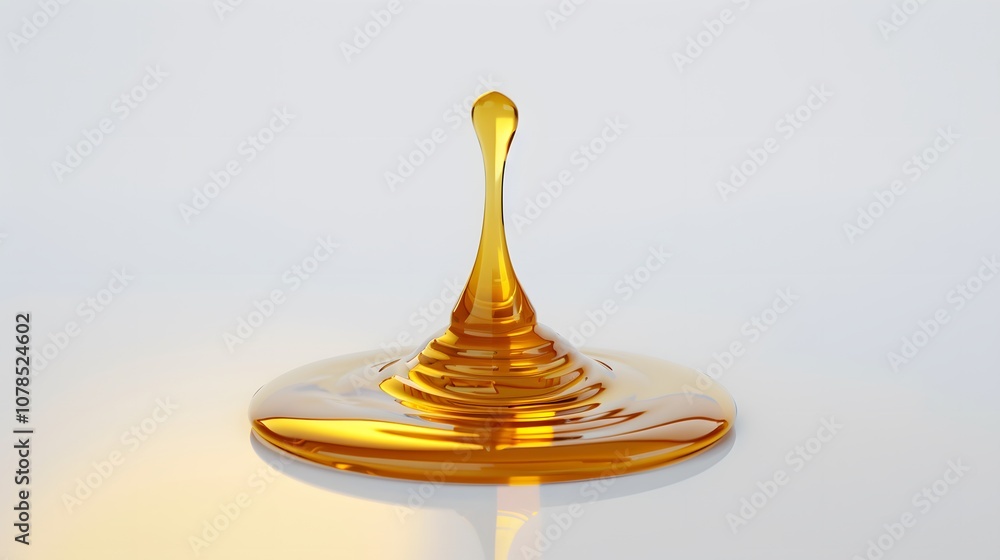 Poster stylized rendering of a drop of honey against a minimalist white background ai generated illustratio