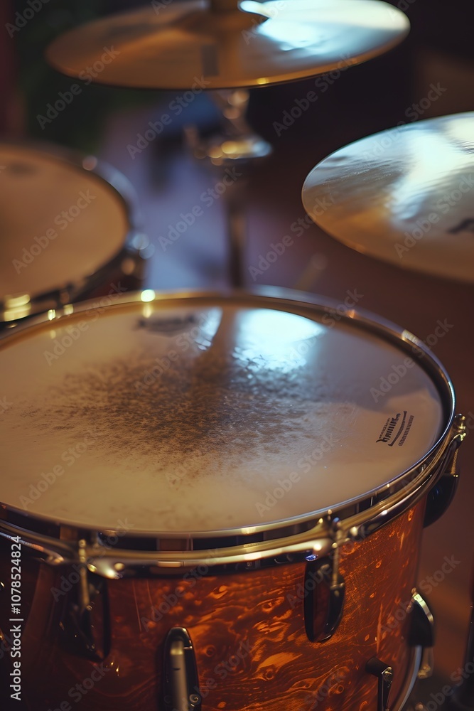Poster sudden sparse drum beats building tension in a minimalist setup ai generated illustration