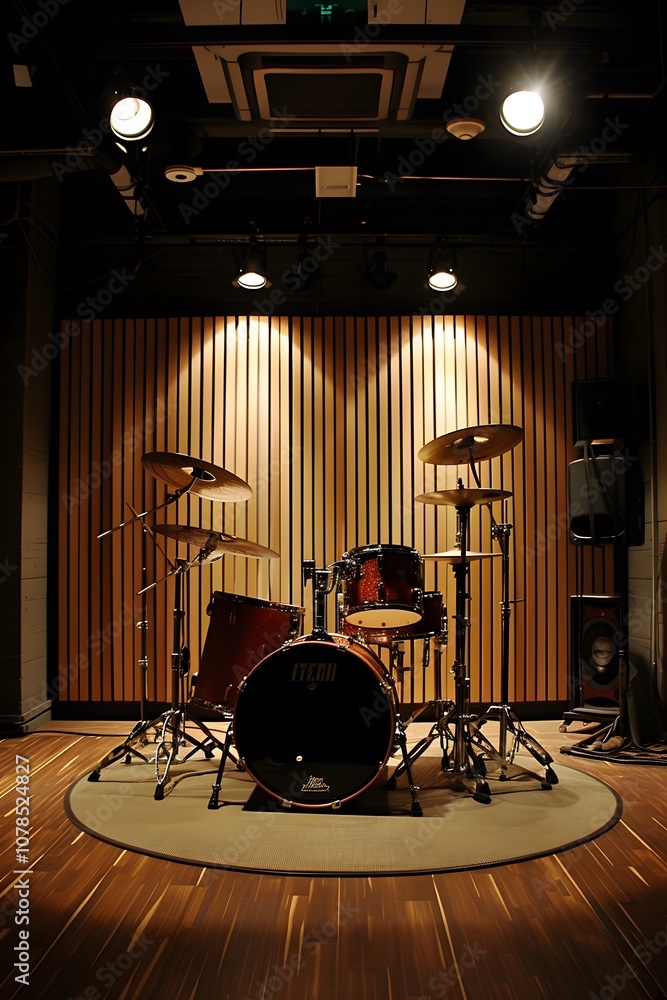 Poster sudden sparse drum beats building tension in a minimalist setup ai generated illustration
