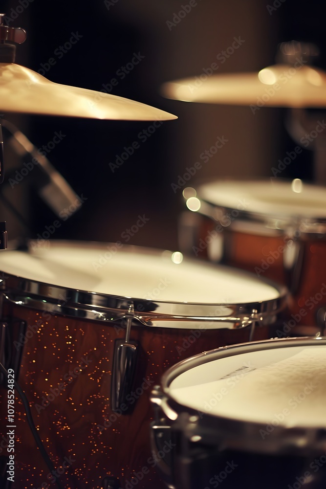 Poster sudden sparse drum beats building tension in a minimalist setup ai generated illustration