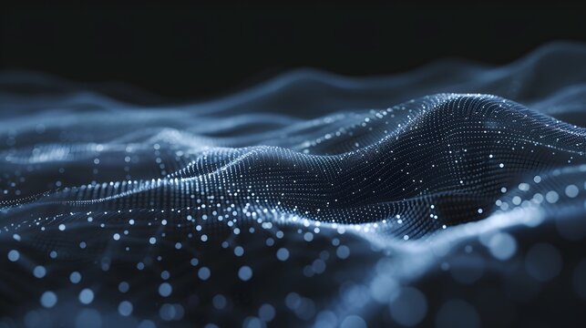 Subtle sweeping waves of dots and lines depicting a continually changing digital environment AI generated illustration