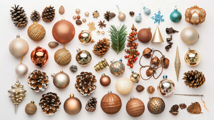 christmas decorations on a white background