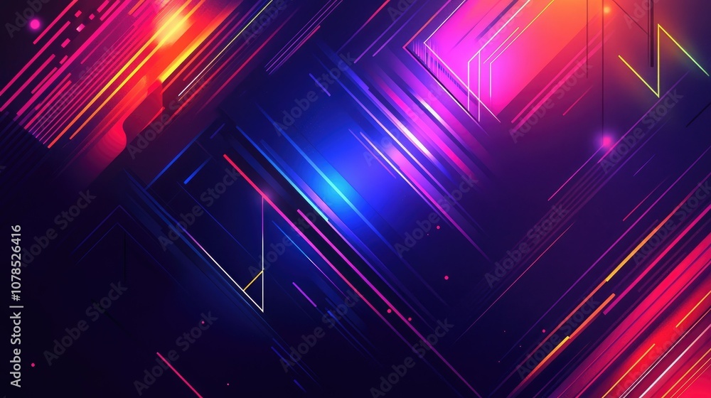 Aufkleber futuristic graphic design with geometric shapes and abstract visuals, creating a striking and contem