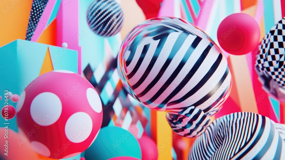 Aufkleber futuristic graphic design with geometric shapes and abstract visuals, creating a striking and contem