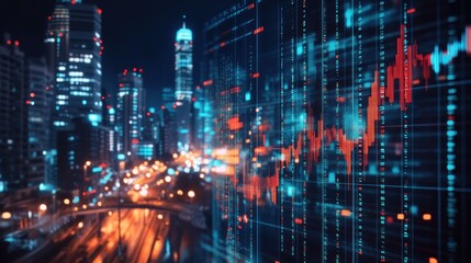 Fototapeta premium Cityscape with Stock Market Data