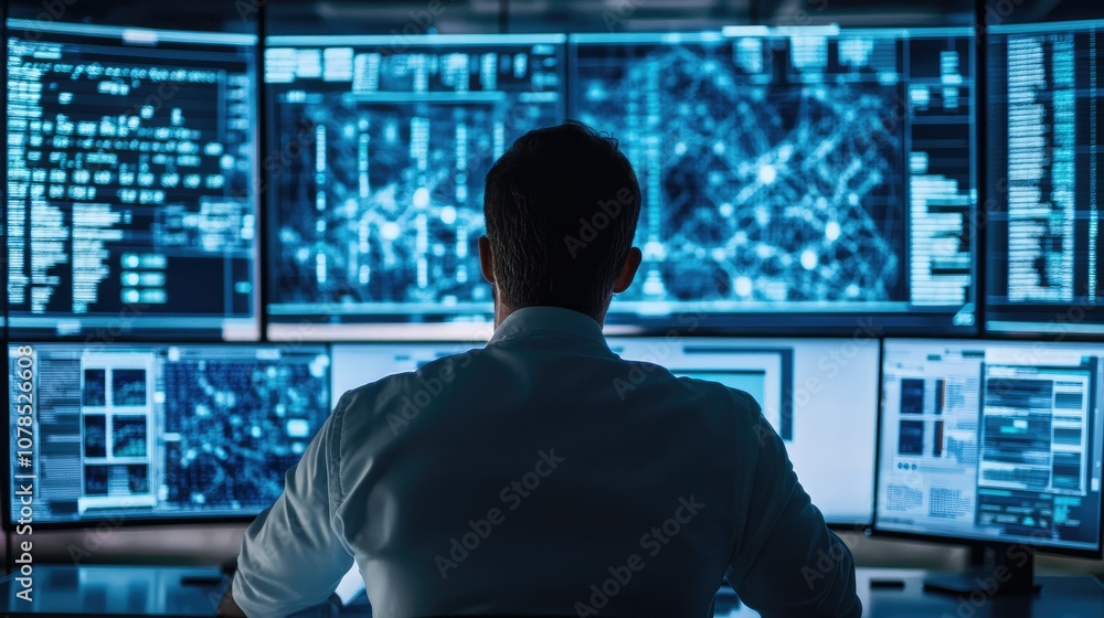 Poster High-tech business solutions using AI, data analytics, and software to streamline processes and improve decision-making