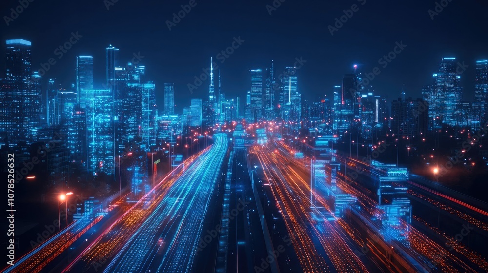 Poster High-tech business solutions using AI, data analytics, and software to streamline processes and improve decision-making