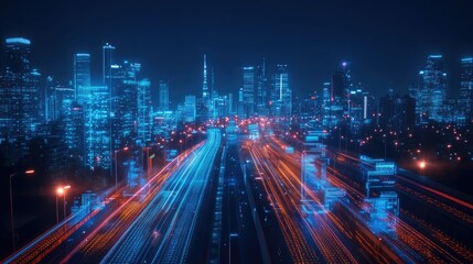 Fototapeta premium High-tech business solutions using AI, data analytics, and software to streamline processes and improve decision-making