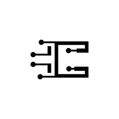 C letter logo technology vector