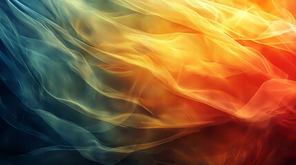 Obraz premium Abstract Flowing Fabric with Gradient Orange and Blue Light Effects for Creative Backgrounds