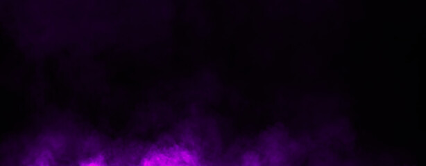 Panoramic view purple misty fire smoke on isolated background. Abstract texture overlays for copyspace. Stock illustration.