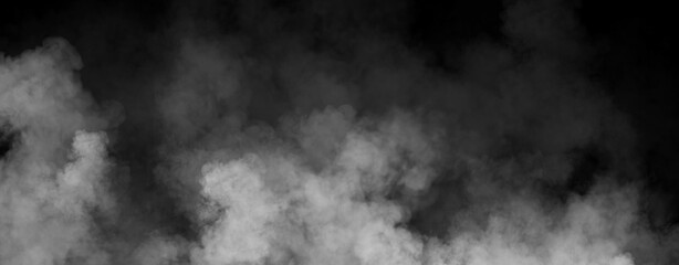 Panoramic view misty fire smoke on isolated background. Abstract texture overlays for copyspace. Stock illustration.