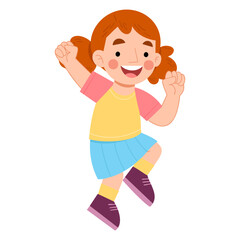 Illustration of a cute girl jumping