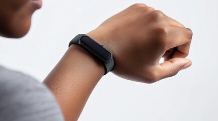 Fototapeta premium A close-up of an arm wearing a fitness band, showing its design and details....