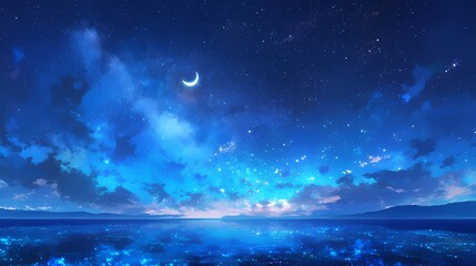 Milky Way Star Beach illustration poster background 