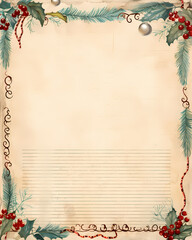 Old vintage paper for Christmas greeting. Space for text 
