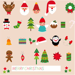 Naklejka premium vector set of christmas elements christmas icons set vector