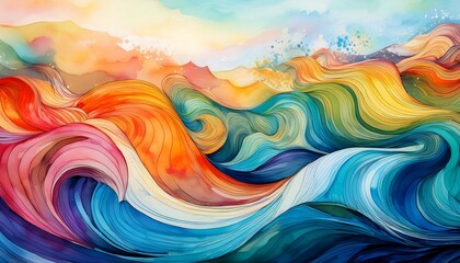 Obraz premium Color waves with watercolor effect