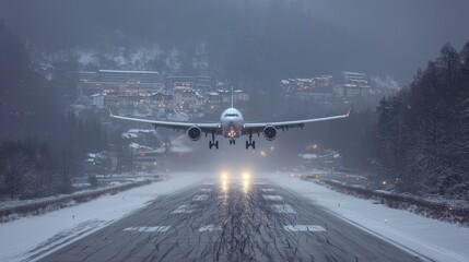 Fototapeta premium Understanding the importance of antiskid systems in airplane operations during challenging weather conditions