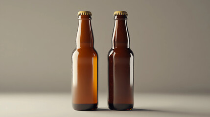 Pair of brown beer bottles