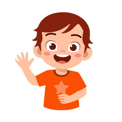 little kid waving hand and feel happy