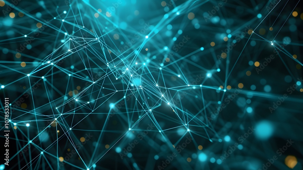 Poster the intricate pattern of interconnected network nodes in an abstract technologythemed display ai gen