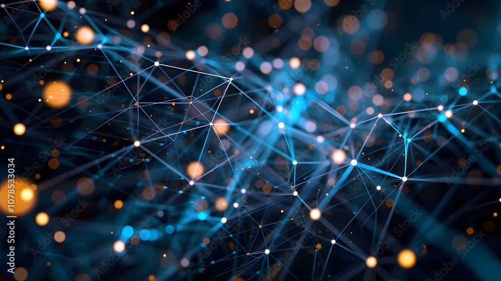 Poster the intricate pattern of interconnected network nodes in an abstract technologythemed display ai gen