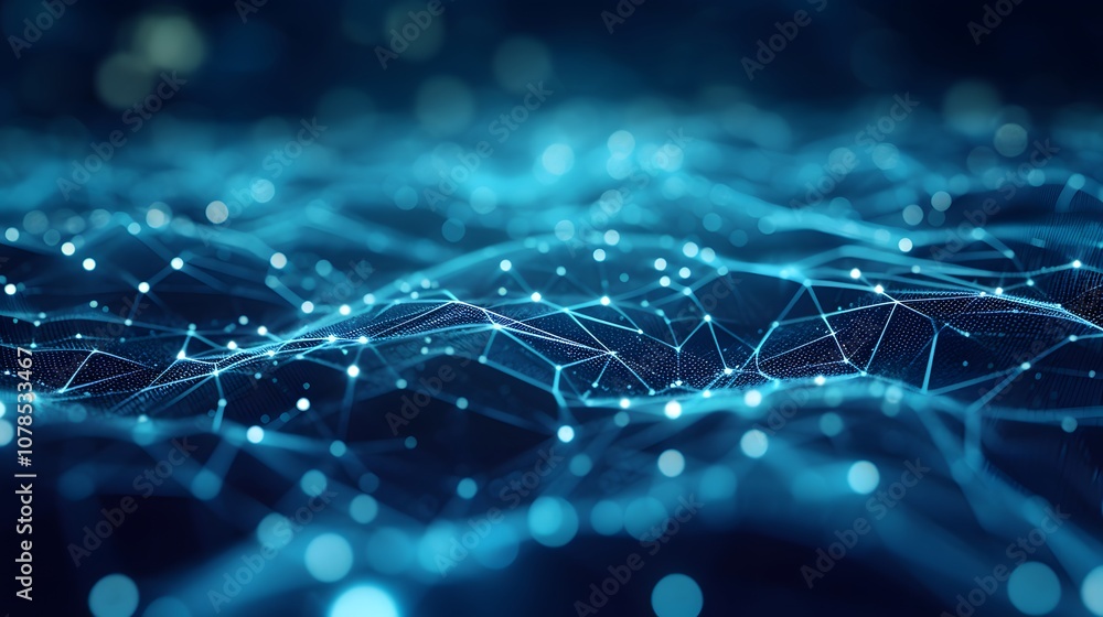 Poster the scenes of a technology concept background with a series of interconnected dots and lines ai gene
