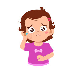little kid crying and feeling sad