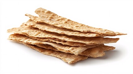 Stack of Crispbread on White: A Rustic Touch for Your Culinary Needs