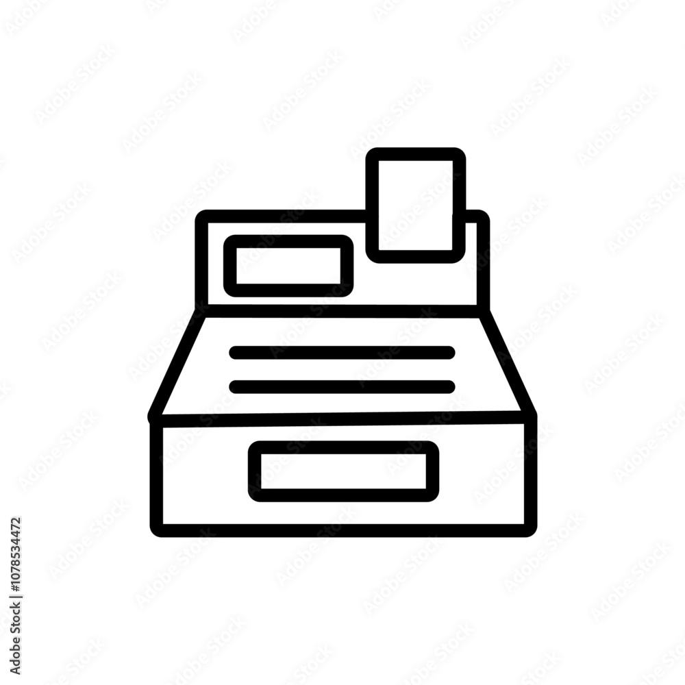 Aufkleber cash register icon outline vector for web ui